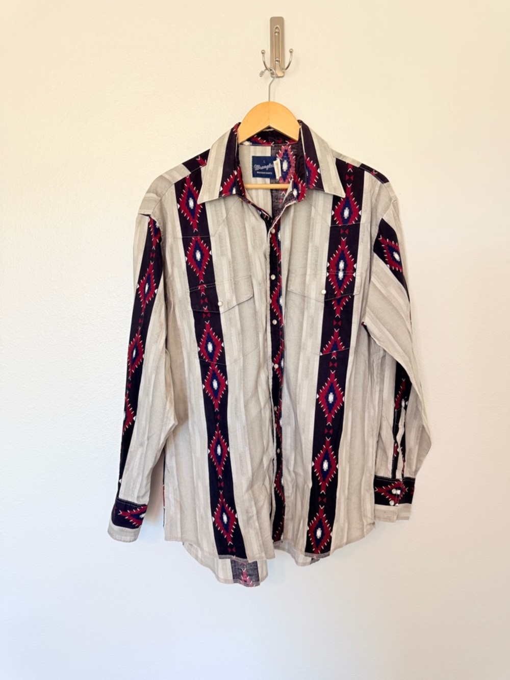 Wrangler Men's Aztec Stripe Western Shirt - Black, Red, Gray